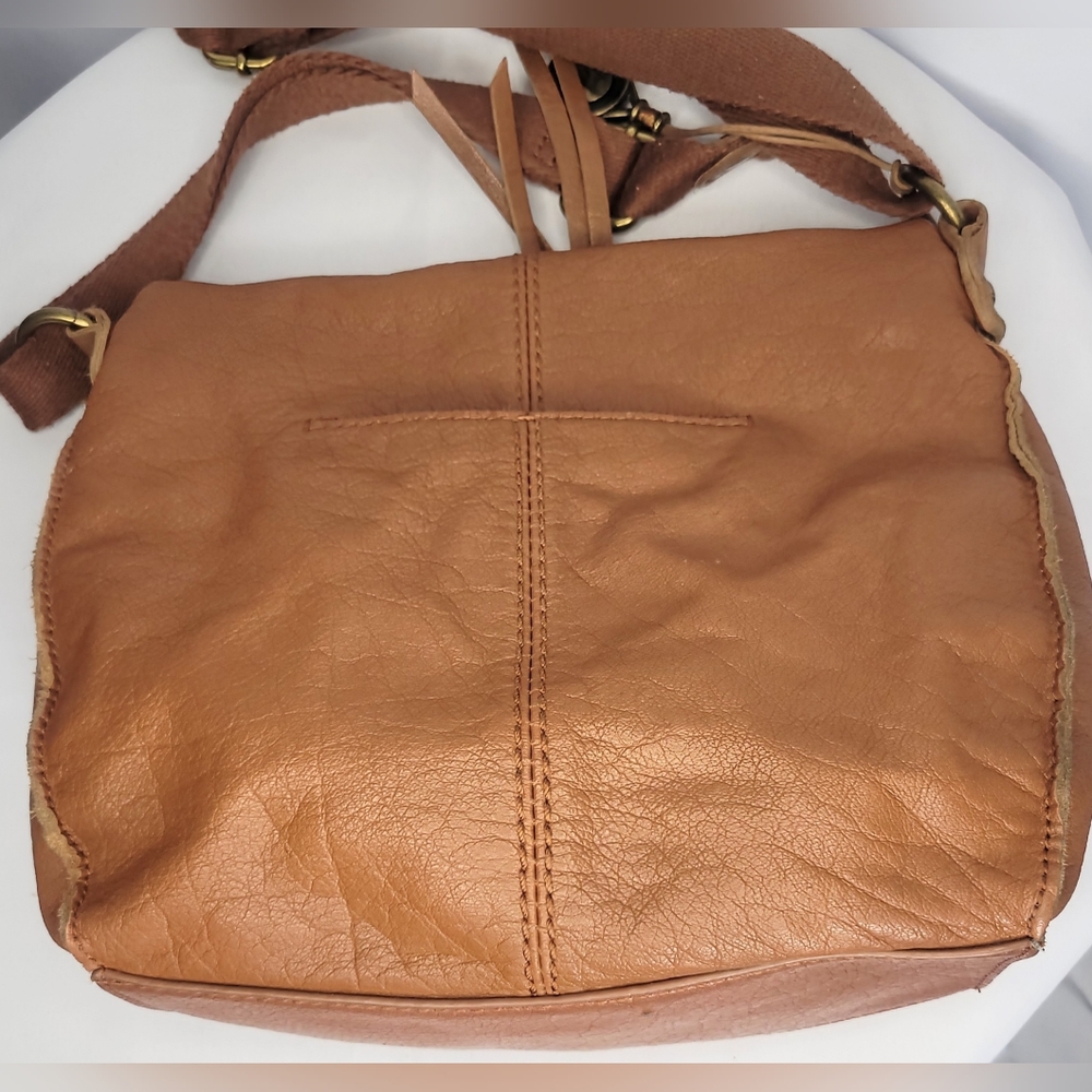 The Sak Boho Leather Crossbody Bag Tan Studded Flap Purse Adjustable Strap - Picture 3 of 10